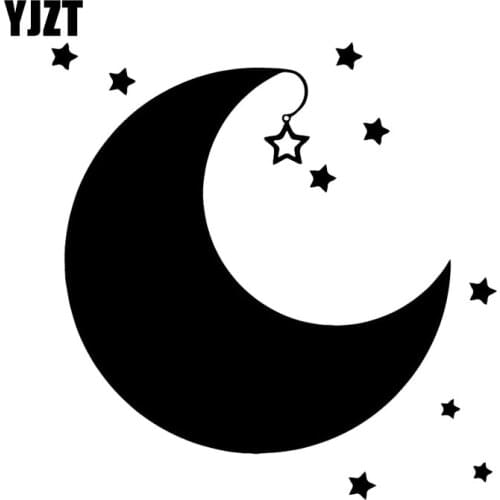 YJZT 16.7X17.3CM Cartoon Moon Stars Bumper Decoration Decals Vinyl Car Sticker Accessories C25-0476