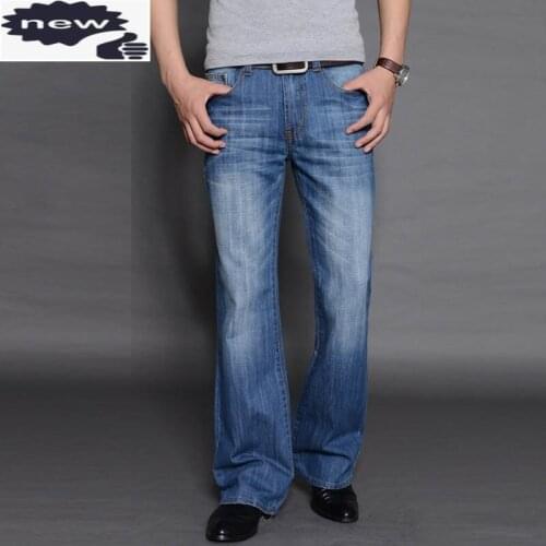 New Fashion Business Men Casual Denim Flare Loose Fit Long Jeans Man Plus Size 40 Cowboy Trousers Bell-bottomed Pants