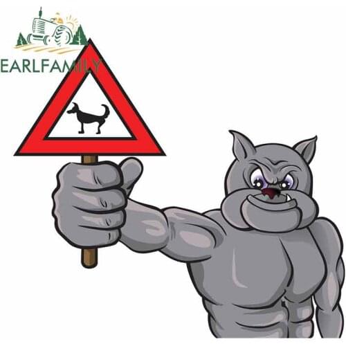 EARLFAMILY 13cm x 11.8cm Beware Dog Car Graffiti Sticker Vinyl Material Waterproof Decal Motorcycle Decoration
