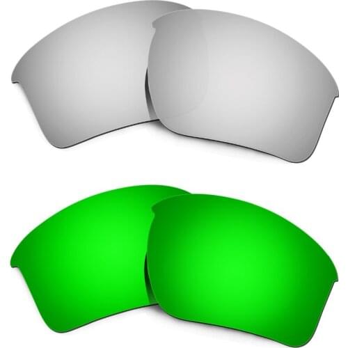 HKUCO For Half Jacket 2.0 XL Silver/Emerald Green 2 Pairs Sunglasses Replacement Lenses