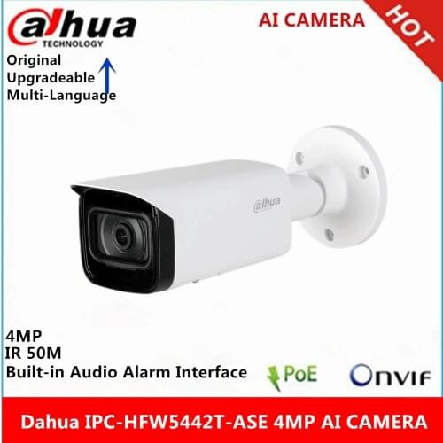 Dahua IPC-HFW5442T-ASE 4MP IP Camera Built-in sd card slot Audio Alarm interface POE IR50M IP67 WDR AI Camera