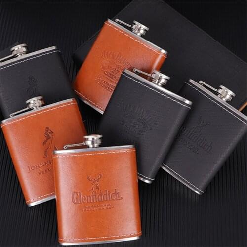New Hot Sales Arrivel Bpa Free Mini 7oz Pu Leather Wrap Whisky Flagon Stainless Steel Hip Flask Alcohol Bottle