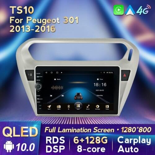 MLOVELIN QLED Screen Android 10 6G 128G For Peugeot 301 Citroen Elysee 2013 2014 2015 2016 Car Carplay GPS Player