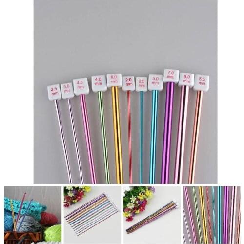 11 Pcs/ Set Crochet Hooks Needle Set Assorted Colors Tunisian Afghan Aluminum Knitting Needles Tools Kit He