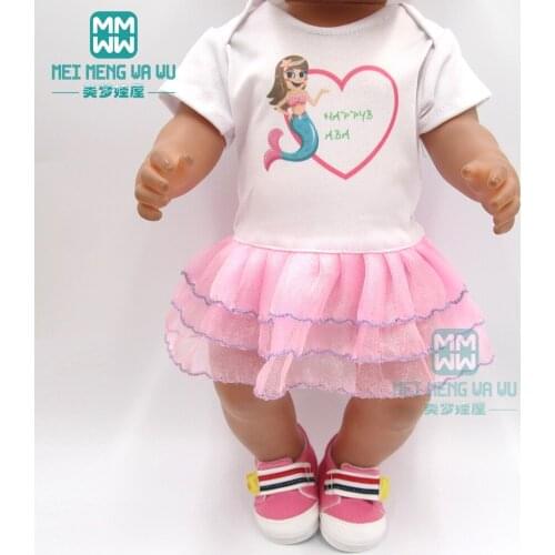Clothes for doll fit 43-45cm new born doll Stretch pink princess skirt baby girl dress