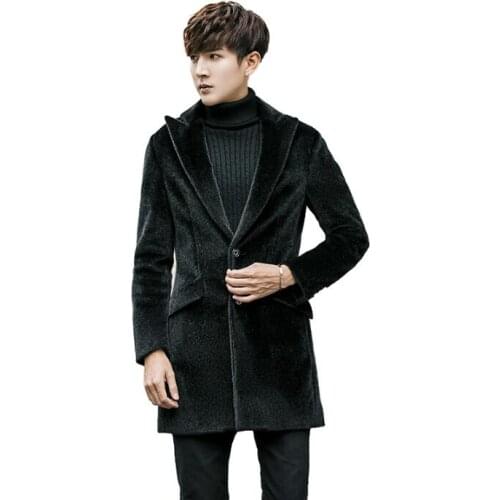 Autumn faux mink leather jacket mens suit collar clothes winter thicken warm fur leather coat men slim jackets jaqueta de couro