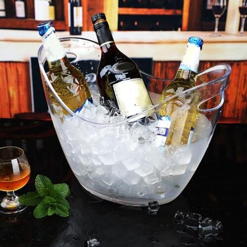 Transparent Clear Plastic Ice Bucket 4L Storage Holder for Wine Champagne and Beer Bottles for Ice Cube Bar Bucket