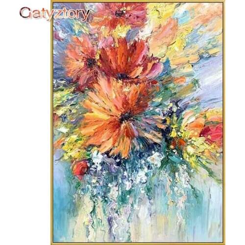 GATYZTORY Frame Oil Painting By Numbers Kits Blue Flower 60x75cm Paint Picture By Numbers Diy Gift Home Decoration Unique Gift
