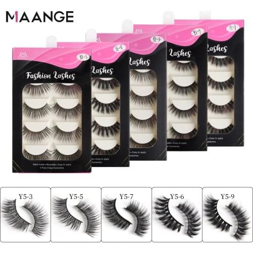 MAANGE 5/4/3 Pairs 3D Mink Lashes Natural False Eyelashes Dramatic Volume Fake Lashes Makeup Eyelash Extension Silk Eyelashes