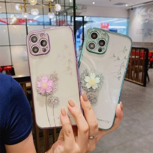 Luxury 3D Cute Flower Spin Stand Holder Phone Case For Huawei P40 P30 Mate 40 Mate30 Pro Nova 8 7 6 5 Soft Clear Cover Fundas