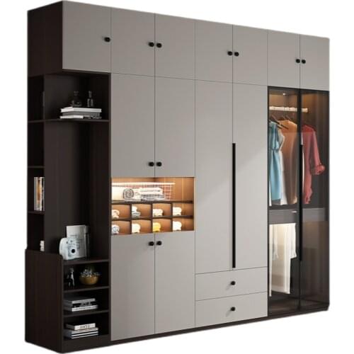 Wardrobe household bedroom storage cabinet modern simple glass wardrobe