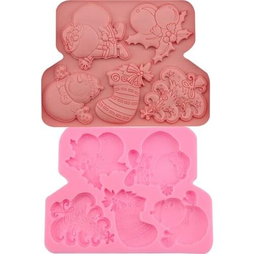 Silicone Chocolate Mold Christmas Series Socks Tree Cake Decoration Tool Xmas Christmas Candy Mould Fondant Molds for Baking