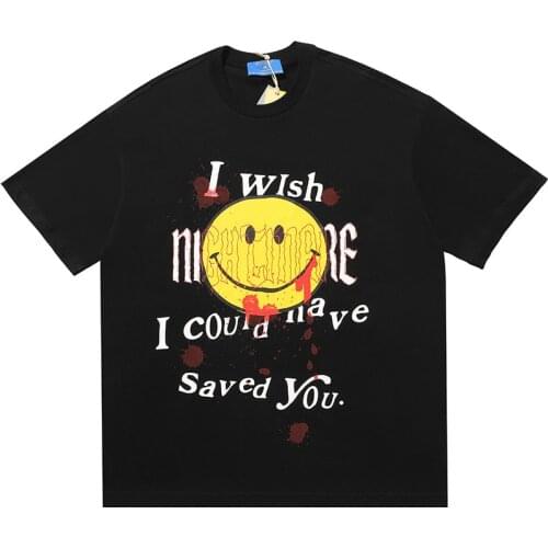 Street Graffiti Smiley Face Short-sleeved Loose Round Neck Half-sleeved Mens And Womens T-shirts Blouses Oversized T-shirts