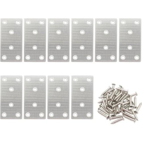 10 Pack Flat Mending Plate for Wood, Stainless Steel Flat Straight Brace Brackets Metal Repair Fixing Wood Brace 80x40x2mm