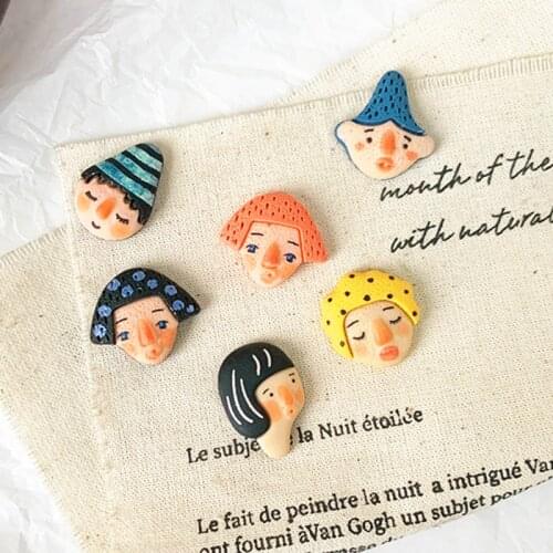 Cute Cartoon Character Avatar Resin Stud Earrings Cерьги Small Acrylic Art Design Creative Ear Stud Girl Funny Ear Clips Jewelry