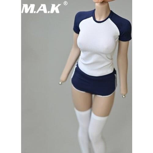 1/6 Scale Female Sports Clothes Suit Student Short Sleeve T-shirt Pants Sets Model For 12" Figure Body Toys
