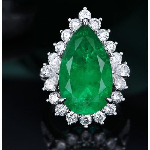 2020 Water Drop Simulated Emerald cz Ring 925 sterling silver Engagement Wedding band Rings for Women Bridal Party Jewelry