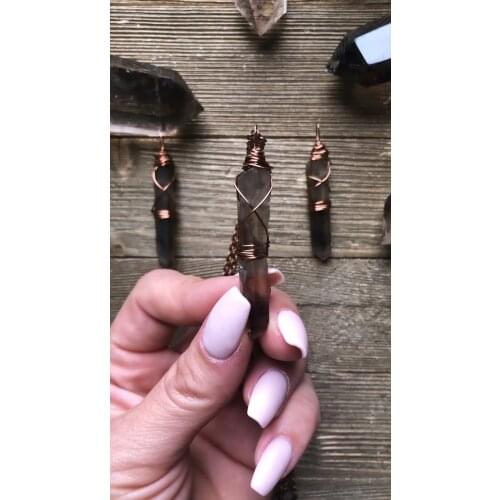 1pcs Raw Smokey Quartz Necklace Gemstone Necklace raw crystal necklace Crystal Point Necklace