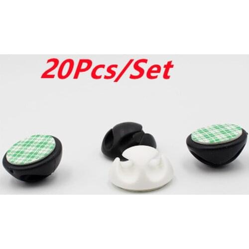 20Pcs Multipurpose Car Desk Desktop Wall Round USB Wire Cord Cable Holder Clip Organizer Retainer Clamps Collation Management