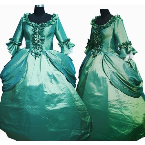 2020 New green victorian Halloween Cosplay dress Colonial Georgian Renaissance Gothic Historical dress D-629