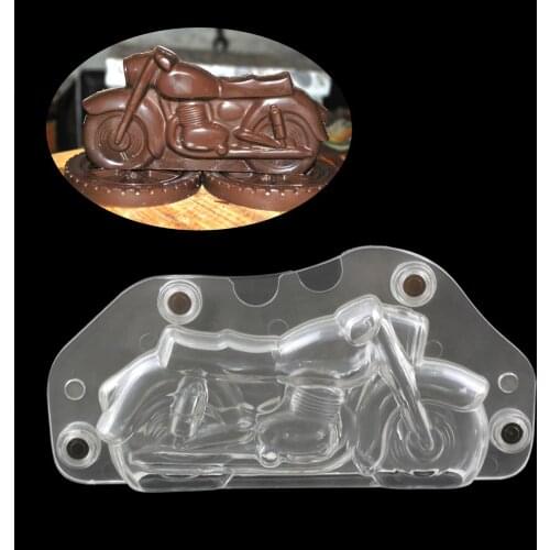 3D Motorcycle Shape Polycarbonate chocolate Molds With magnet Baking car Chocolate Mould Candy Cake Decorating Pastry Tool