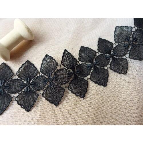 5 Yards Venice/Venise Petals Lace Applique Trim In Black Bridal Lace For Wedding Dress Supplies,Costume Jewelry Design