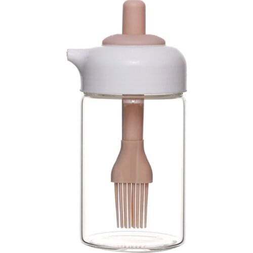 50LB Storage Jar Kitchen Glass Bottle with Spoon Brush Kitchen Oil Container for Cooking Baking BBQ Marinating Durable Easy