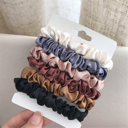 6 Pcs Fashion Satin Dots Head Rope Hair Tie Women Wild French Hair Rope Net Red Large Intestine Tie Head Rope For Ladies