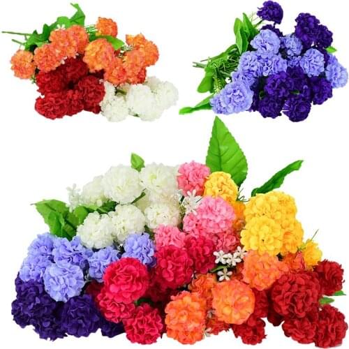9 Head Silk Hydrangea Bouquet Chrysanthemum Flower Balls Artificial Flowers for Home Decor Wedding Table Decorations Bouquets