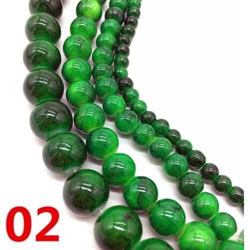 NEW 4 /6 /8 /10 mm Green Chic Glass Loose Spacer Charm Beads Pattern DIY Jewelry Making Accessory