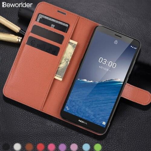 For Nokia C3 C1 Cases Full Protect Card Slots Stander Lichee Pattern PU Leather Flip Wallet Phone Bag For Nokia C1 Plus Case