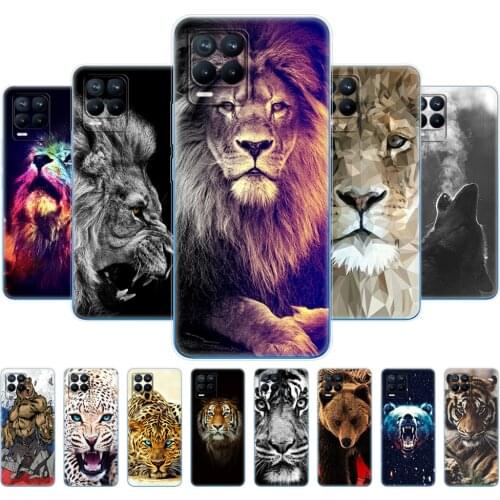For Realme 8 Case 6.4" Soft Silicon TPU Back For Realme 8 Pro OPPO Realme8 4G RMX3085 Phone Cover Bumper wolf tiger lion bear
