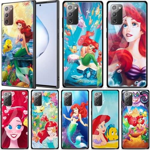 Mermaid Disney Princess for Samsung Galaxy Note 20 Ultra 10 Lite Plus 9 8 5G A70 A50 A40 A30 A20 Tempered Glass Phone Case