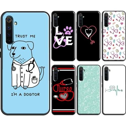 Cute Stethoscope Heart Case For OPPO Realme 8 Pro 6 7 Q3 Pro GT Neo C21 C11 C3 Cover For OnePlus 8T 8 9 Pro Nord