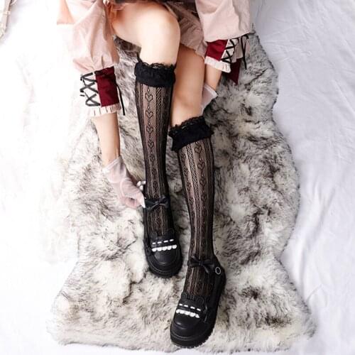 Stretchable tie up Two ways to wear stockings Lolita socks Sweet Style for Ladies Girls women princess white Cute Lovely Lace