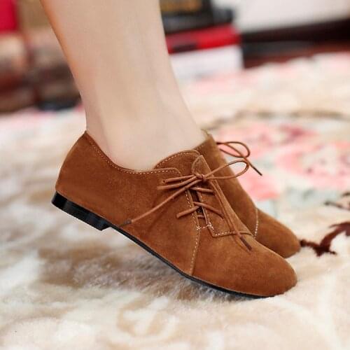 Oxford Shoes For Women Large Size 34-43 Womens Fashion Shoes Woman Flats Spring Female Ballet Metal Round Toe Solid Casual B-5