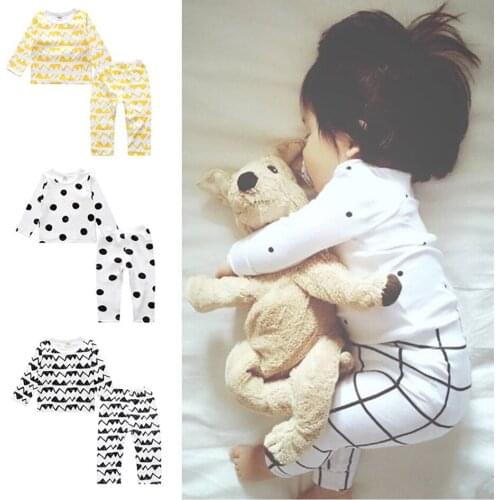 VOGUEON Baby Kid Pajamas Sets Cotton Boy Sleepwear Suit Spring Girl Pajamas Long Sleeve Pijamas Tops+Pants 2pcs Children Clothes