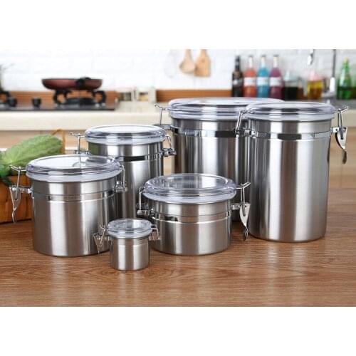 1PC 4000ml Stainless Steel Sealed Canister Jar Food Sample Jar Home Kitchen Coffee Sugar Tea Storage Bottles Lunch Bowl JO 1068