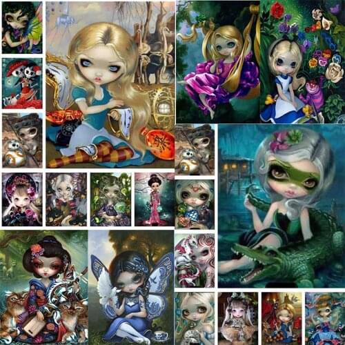 Top popular gift diamond mosaic cartoon girl 5d diamond painting cross stitch cartoon girl rhinestone pictures christmas decor