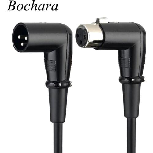 Bochara 90degree Male to 90degree Female XLR Cable 3Pin jack OFC Audio Cable Dual Shielded For Microphone Mixer 1m 2m 3m
