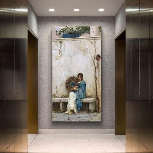 Citon Canvas oil painting John William Waterhouse《Day Dreams》Artwork Poster Picture Modern Wall Art decor Home Decoration