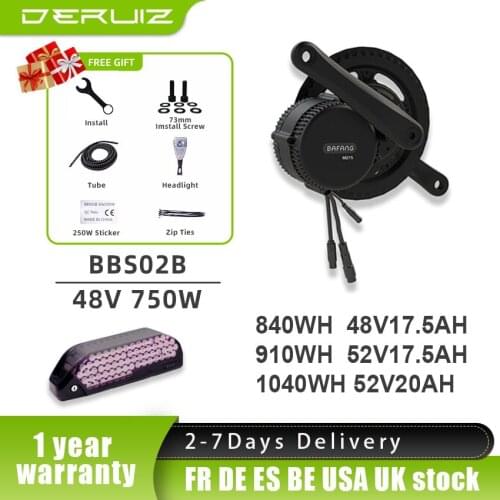 Bafang Motor BBS02B BBS02 48V 750W Engine Electric Bike Conversion Kits Mid Drive Motor With 18650 Lithium 48v17.5ah Samsung Kit