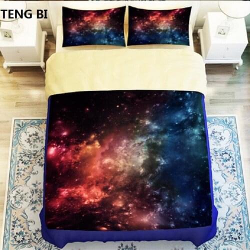 Hipster Galaxy 3D Bedding Set Universe Outer Space Themed Galaxy Print Nebula Aurora Duvet cover shooting Twin queen king #2