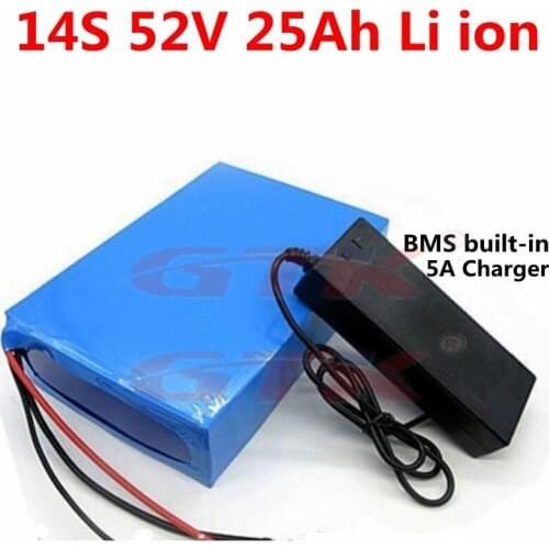 14S 52V 25Ah 26650 lithium battery pack with BMS for 52V 1500W 1000W motor motorcycle electric bike airwheel electric tools