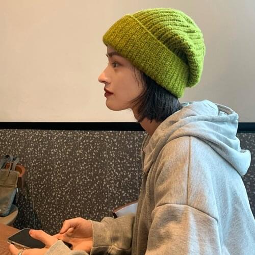 2021 New Hot Selling Winter Hats For Women Fashion Warm Beanie Hats Women Solid Adult Cover Head Cap Big hat Bobble hat girl Cap