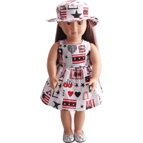 Doll clothes fits 45 cm girl doll Accessories fashion printing dress
