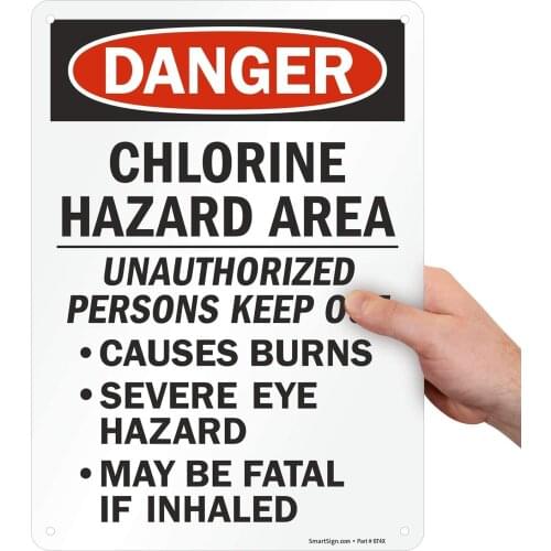 "Danger Chlorine Hazard Area, Unauthorized Persons Keep Out" Sign |8" x 12" Aluminum