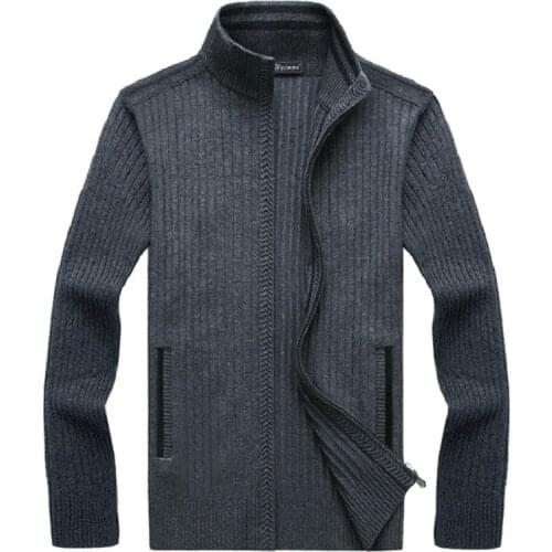 2020 Autumn Winter Mens Sweater Coat Thick Coat Warm Casual Knitwear Cardigan Faux Fur Wool Sweater Jackets Men Zipper Knitted