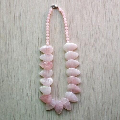 Fashion good quality natural stone pink crystal water drop shape Pendants necklace women men jewelry free shipping