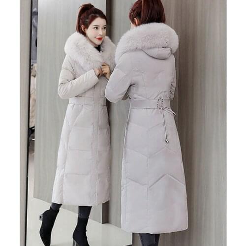 Parker Women Winter Coat 2021 New Korean Long Down Cotton Jacket Slim Plus Size Hooded Warm Cotton Padded Jacket Female Overcoat